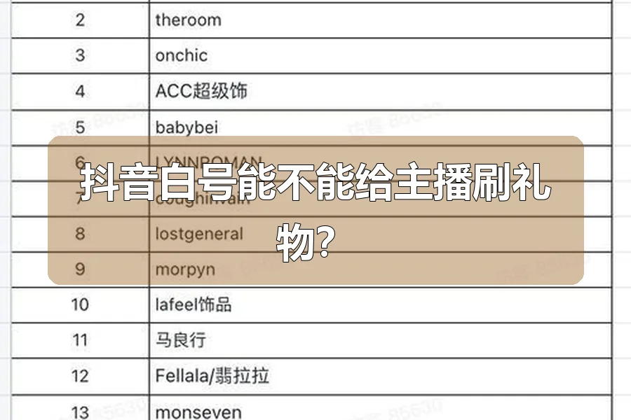 抖音白号能不能给主播刷礼物？